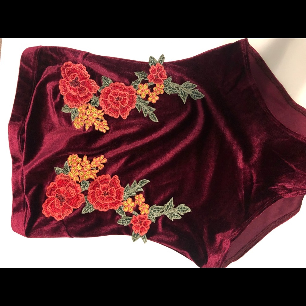 Maroon Velvet Body Suit